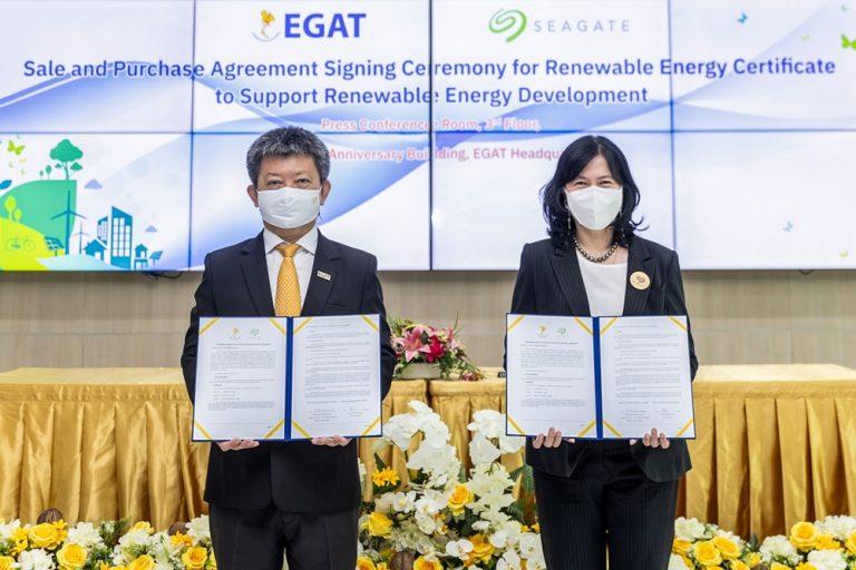 กฟผ.–ซีเกท ประเทศไทย ร่วมลงนามซื้อขายใบรับรองการผลิตพลังงานหมุนเวียน (REC) หนุนการลดก๊าซเรือนกระจกของไทย สู่เป้าหมาย Carbon Neutrality